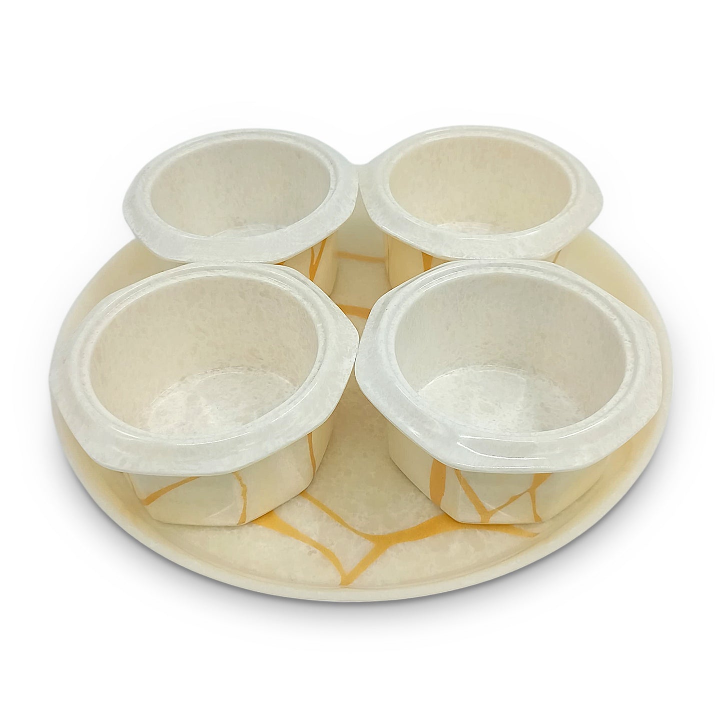 SUPERWARE | Pure Melamine | Nut & Dry Fruit Set – Abtract Super Pearl (5 Pcs.) | Stain Free, Glazed Finish