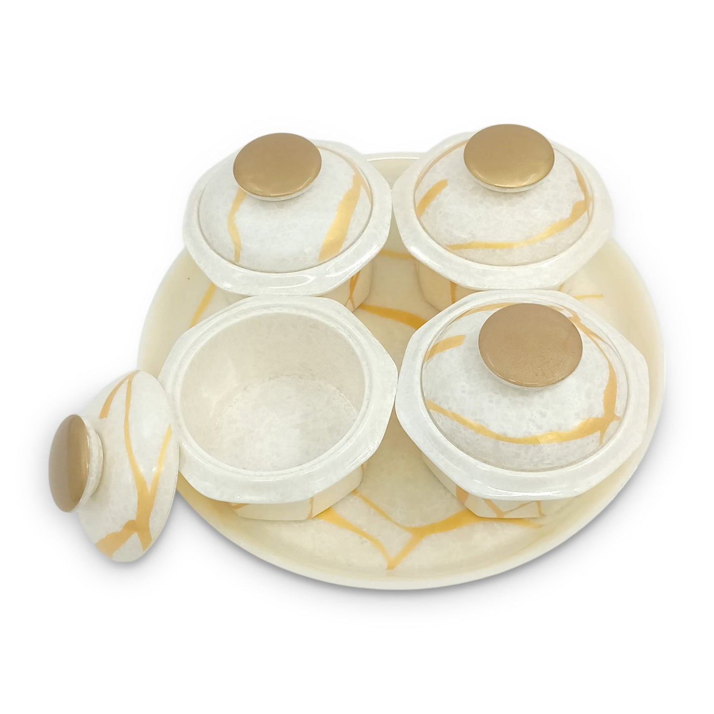 SUPERWARE | Pure Melamine | Nut & Dry Fruit Set – Abtract Super Pearl (5 Pcs.) | Stain Free, Glazed Finish