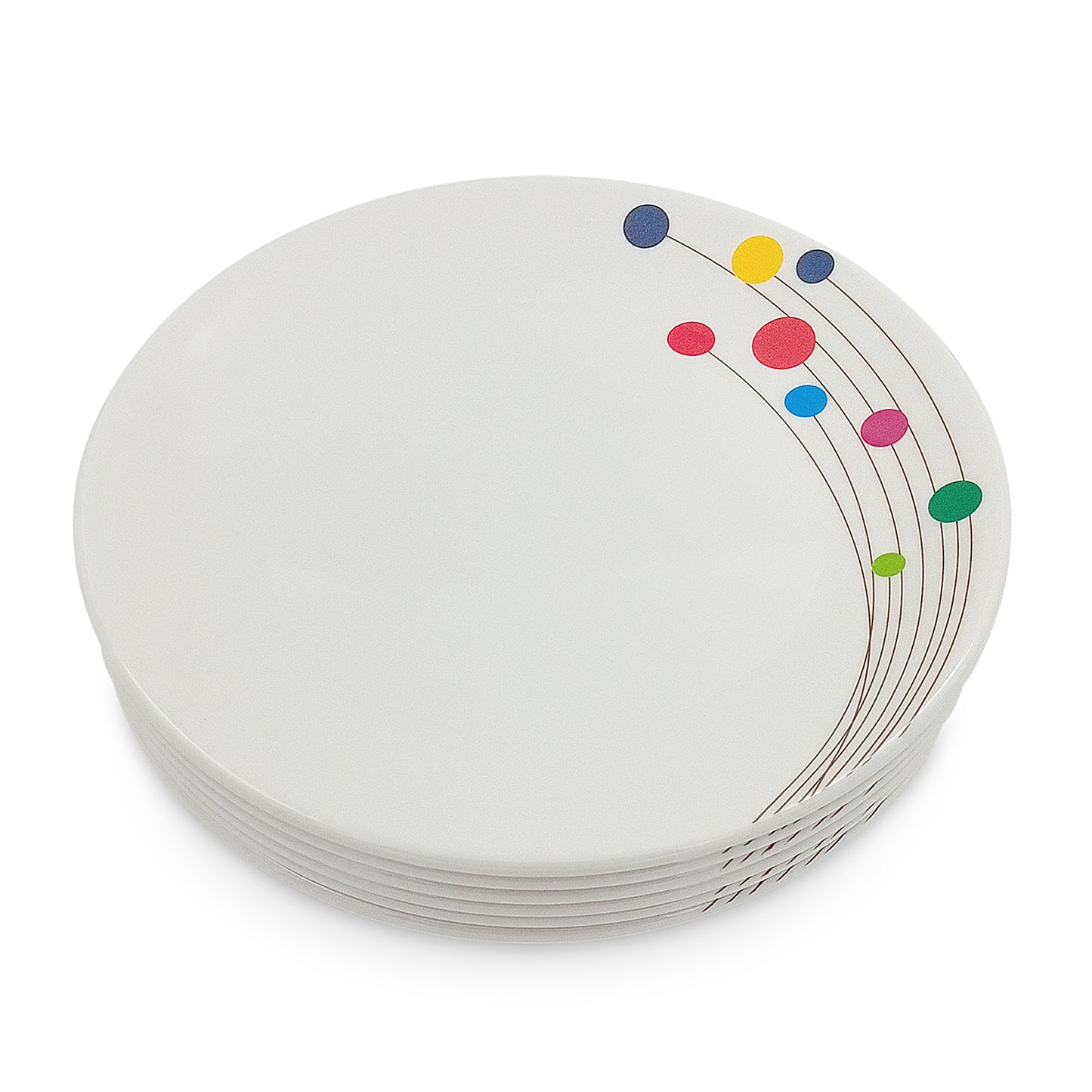 SUPERWARE | Pure Melamine | Dinner Plate Set – Colour Bubbles (10.75”) | 6 Nos. | Stain Free, Glazed Finish