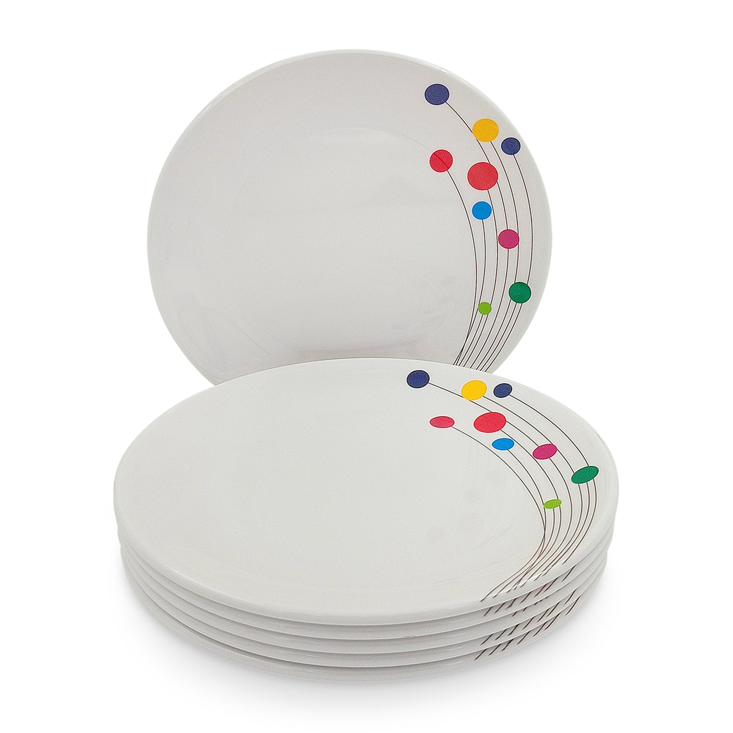 SUPERWARE | Pure Melamine | Dinner Plate Set – Colour Bubbles (10.75”) | 6 Nos. | Stain Free, Glazed Finish