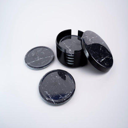 SUPERWARE | Pure Melamine | Coasters - Black Marble | Set Of 8 Pcs | Stain Free, Glazed Finish