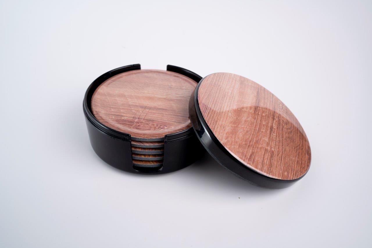 SUPERWARE | Pure Melamine | Coasters - Dark Oak [Light]| Set Of 8 Pcs | Stain Free, Glazed Finish