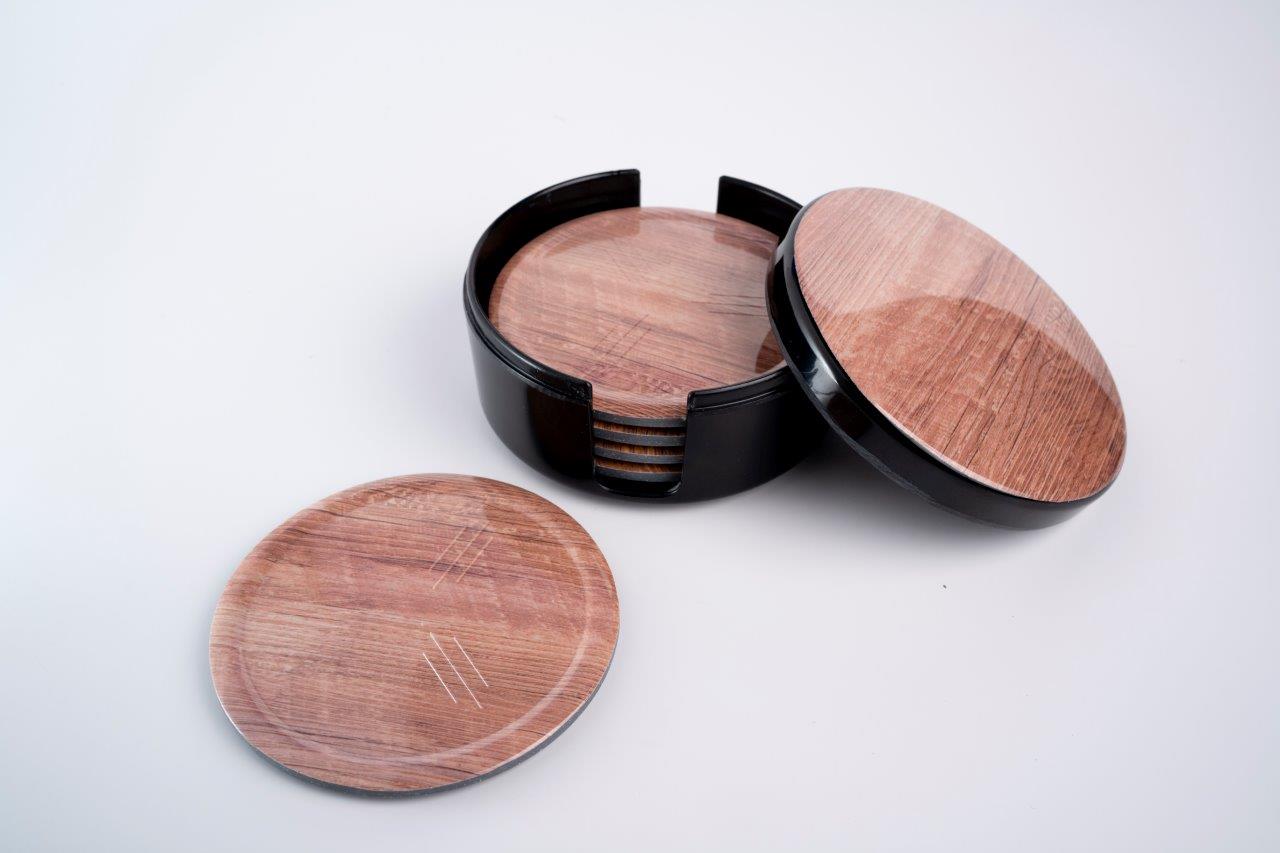 SUPERWARE | Pure Melamine | Coasters - Dark Oak [Light]| Set Of 8 Pcs | Stain Free, Glazed Finish