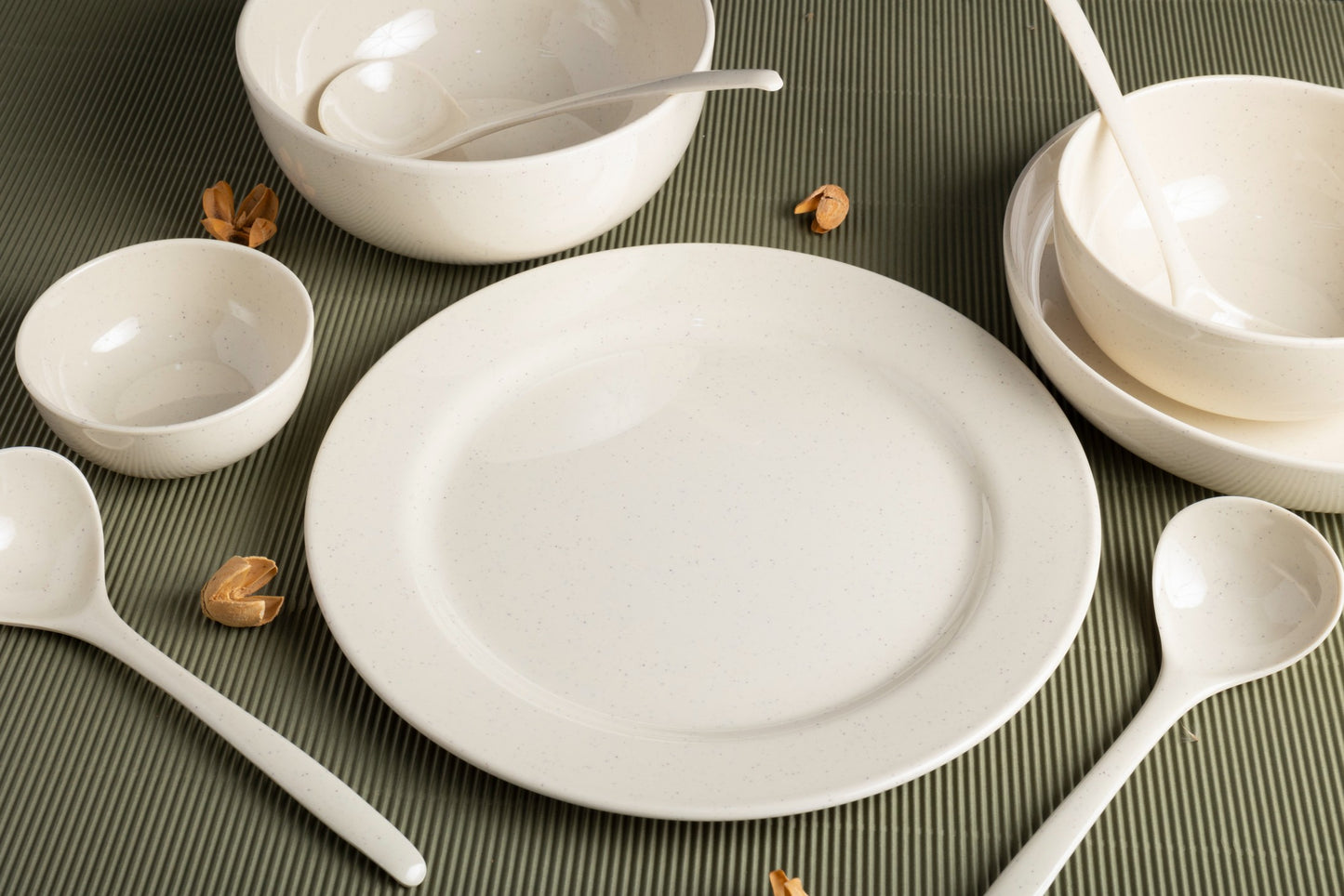 EKTRA | Premium Melamine | Dinner Set - Beige Stone (Set of 20 Pcs.) | Durable, Fade proof