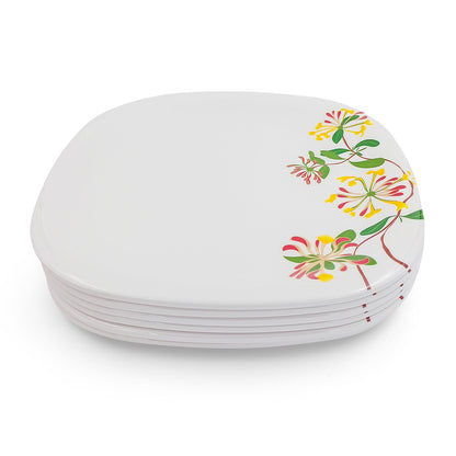SUPERWARE | Pure Melamine | Buffet Plate Set 12.5" - Botanic Flower (12.5”) | 6 Nos. | Stain Free, Glazed Finish