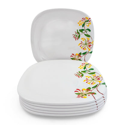 SUPERWARE | Pure Melamine | Buffet Plate Set 12.5" - Botanic Flower (12.5”) | 6 Nos. | Stain Free, Glazed Finish
