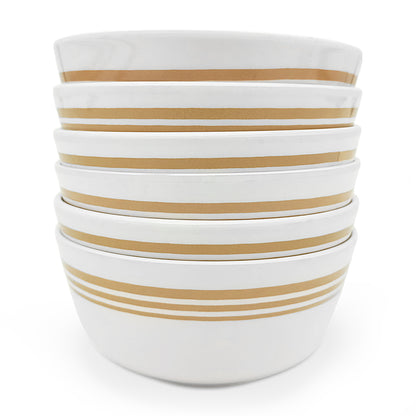 SUPERWARE | Pure Melamine | Bowl Set - Golden Lines 4" | 6 Nos. | Stain Free, Glazed Finish