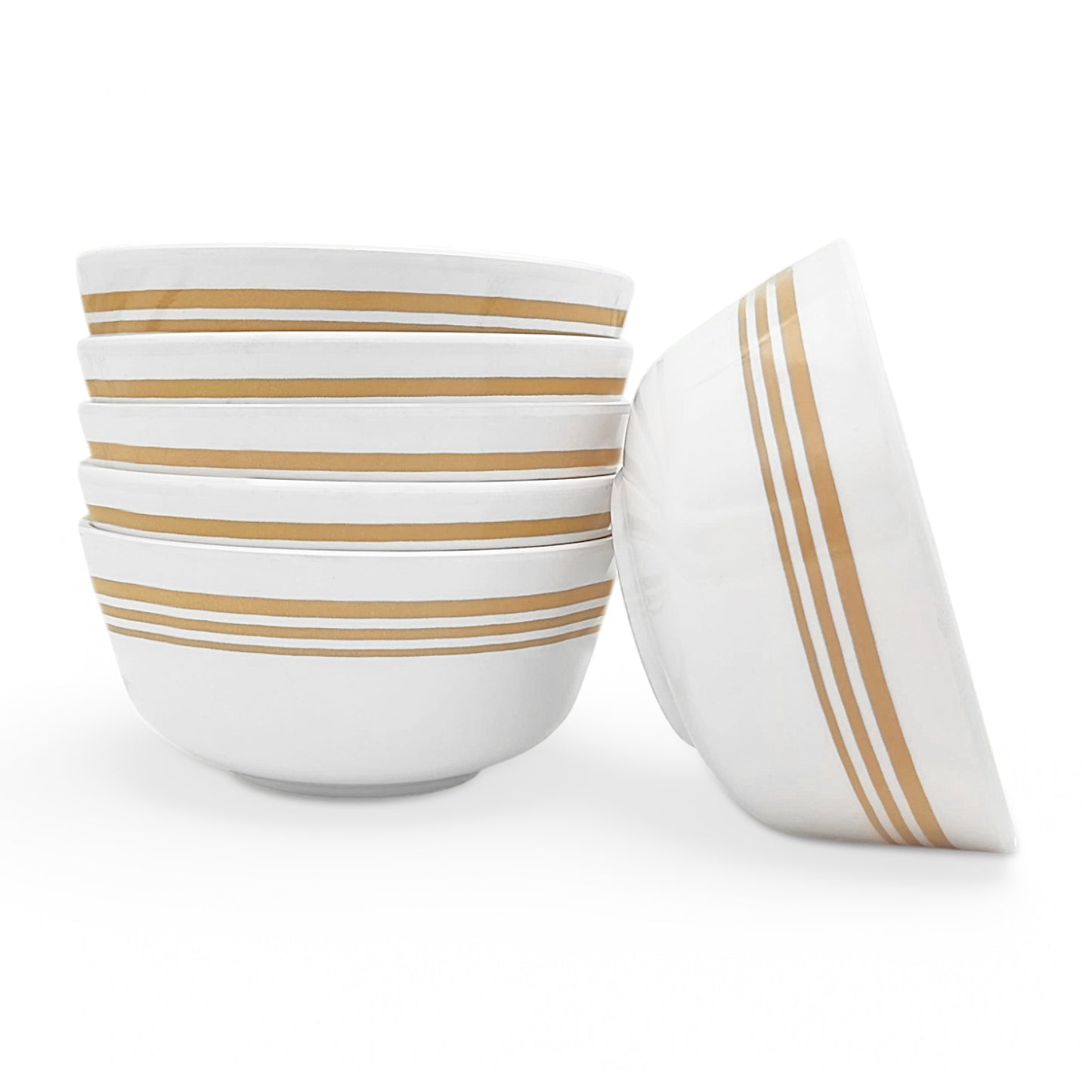 SUPERWARE | Pure Melamine | Bowl Set - Golden Lines 4" | 6 Nos. | Stain Free, Glazed Finish