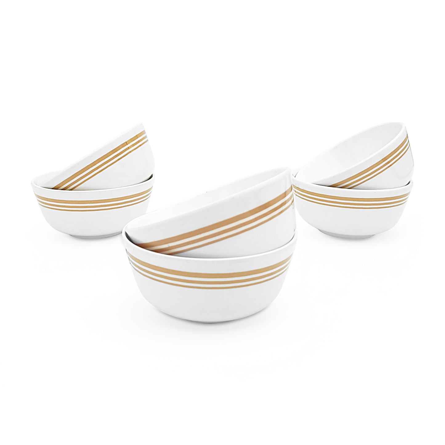 SUPERWARE | Pure Melamine | Bowl Set - Golden Lines 4" | 6 Nos. | Stain Free, Glazed Finish