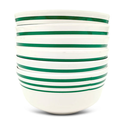 SUPERWARE | Pure Melamine | Katori Set - Green Lines (3.5") | 6 Nos. | Stain Free, Glazed Finish