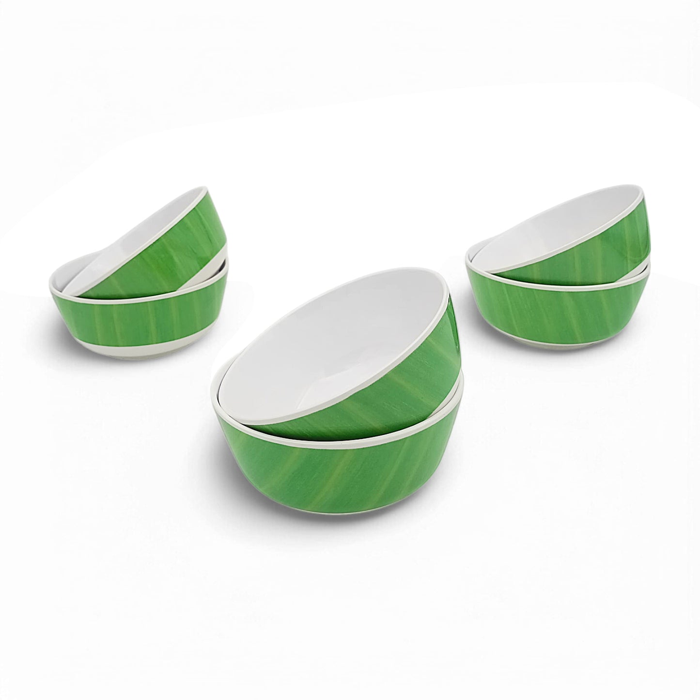 SUPERWARE | Pure Melamine | Soup Bowl Set - Banana Leaf White Base (4.5") | 6 Nos.| Stain Free, Glazed Finish