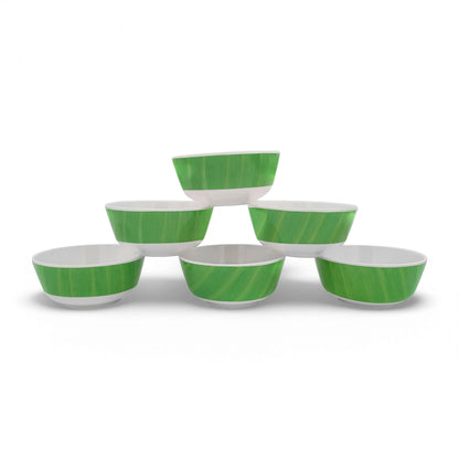 SUPERWARE | Pure Melamine | Soup Bowl Set - Banana Leaf White Base (4.5") | 6 Nos.| Stain Free, Glazed Finish
