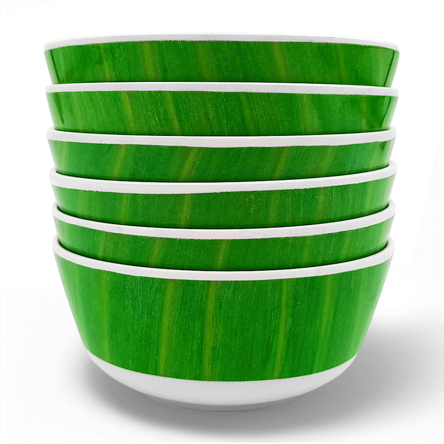 SUPERWARE | Pure Melamine | Soup Bowl Set - Banana Leaf White Base (4.5") | 6 Nos.| Stain Free, Glazed Finish