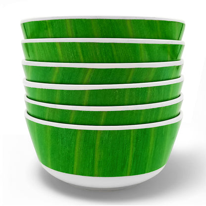SUPERWARE | Pure Melamine | Soup Bowl Set - Banana Leaf White Base (4.5") | 6 Nos.| Stain Free, Glazed Finish