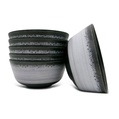 SUPERWARE | Pure Melamine | Katori Set - Circular Black-Matte (3.5") | 6 Nos. | Stain Free, Glazed Finish