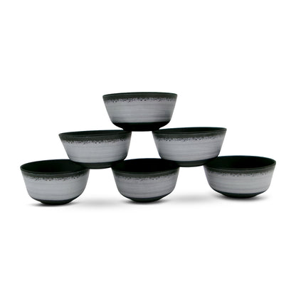 SUPERWARE | Pure Melamine | Bowl Set - Circular Black-Matte 4" | 6 Nos. | Stain Free, Glazed Finish