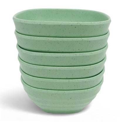 SUPERWARE | Pure Melamine | Square Soup Bowl Set - Green Sand (4.25") | 6 Nos. | Stain Free, Glazed Finish