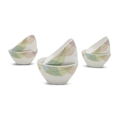 SUPERWARE | Pure Melamine | Soup Bowl Set - Leaf Fantasy (4.5") | 6 Nos.| Stain Free, Glazed Finish