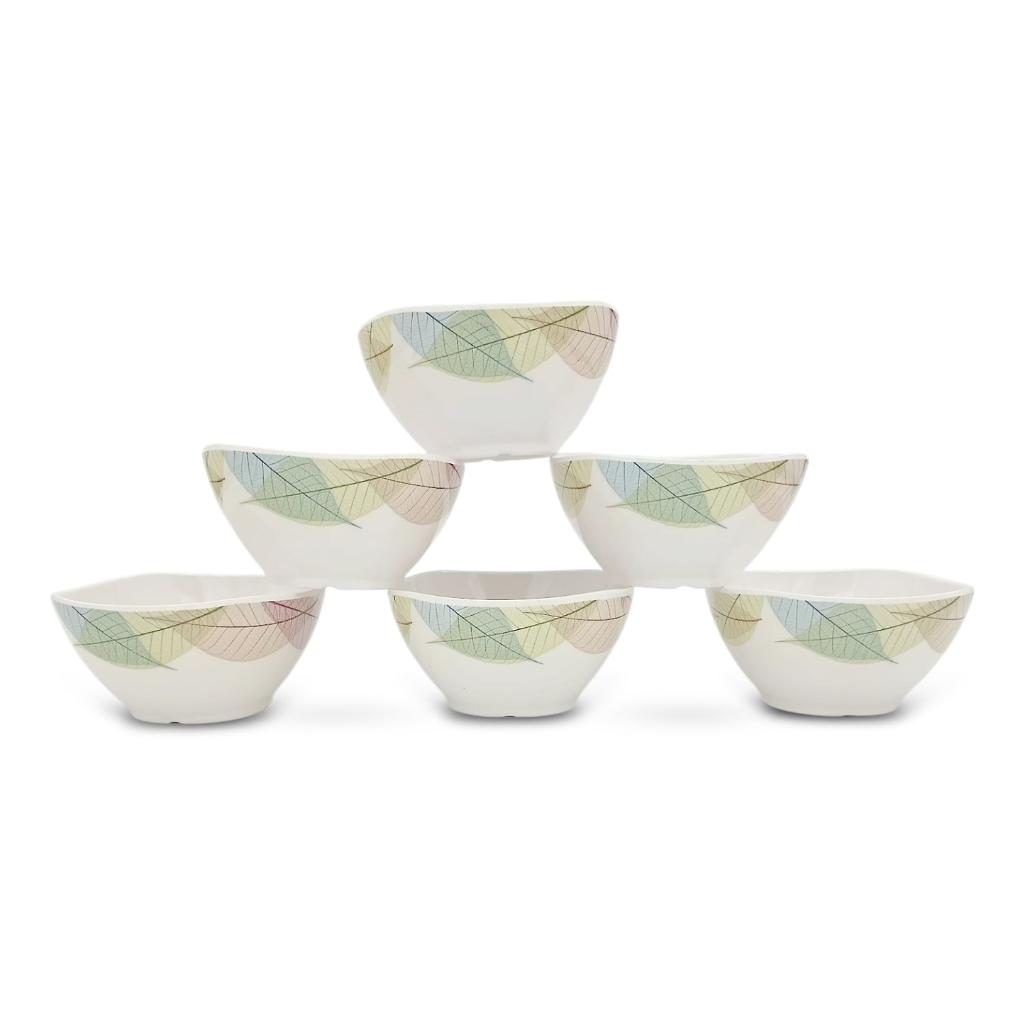 SUPERWARE | Pure Melamine | Soup Bowl Set - Leaf Fantasy (4.5") | 6 Nos.| Stain Free, Glazed Finish