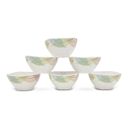 SUPERWARE | Pure Melamine | Soup Bowl Set - Leaf Fantasy (4.5") | 6 Nos.| Stain Free, Glazed Finish