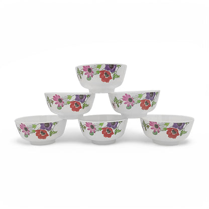 SUPERWARE | Pure Melamine | Bowl Set - Poppy 4" | 6 Nos.| Stain Free, Glazed Finish