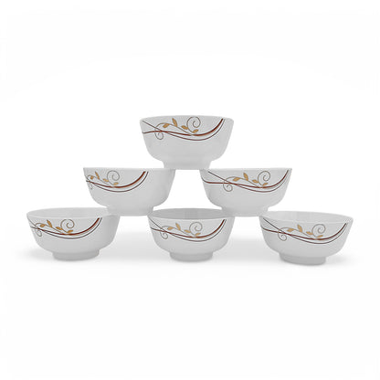 SUPERWARE | Pure Melamine | Bowl Set - Spiral Fluer 4" | 6 Nos. | Stain Free, Glazed Finish