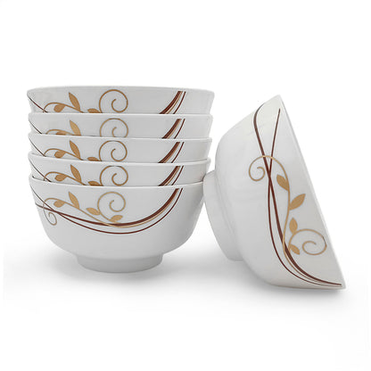 SUPERWARE | Pure Melamine | Bowl Set - Spiral Fluer 4" | 6 Nos. | Stain Free, Glazed Finish