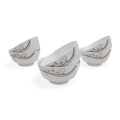 SUPERWARE | Pure Melamine | Bowl Set - Spiral Fluer 4" | 6 Nos. | Stain Free, Glazed Finish