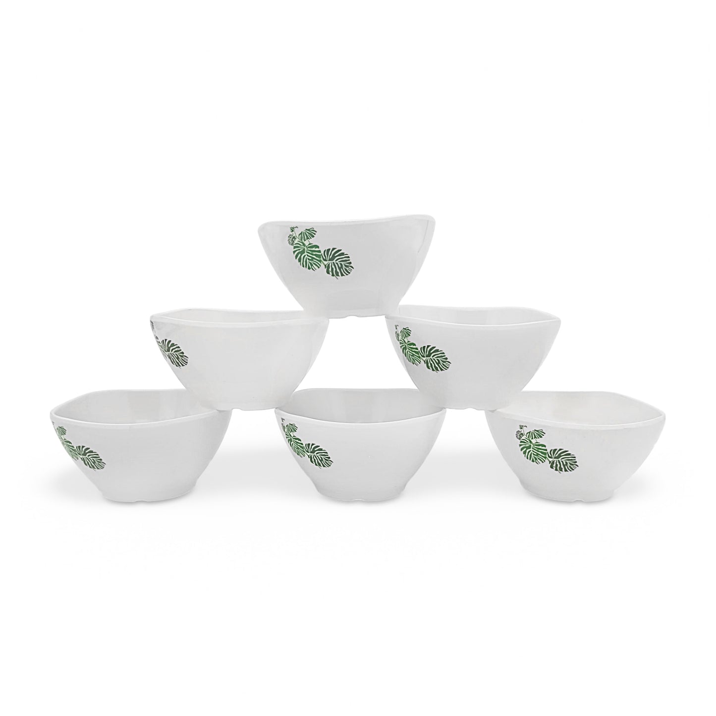 SUPERWARE | Pure Melamine | Bowl Set - Swiss Leave 4" | 6 Nos. | Stain Free, Glazed Finish