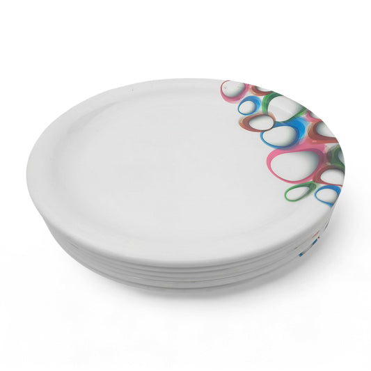 SUPERWARE | Pure Melamine | Small Plate Set - Bubble Fringe (7.5") | 6 Nos. | Stain Free, Glazed Finish