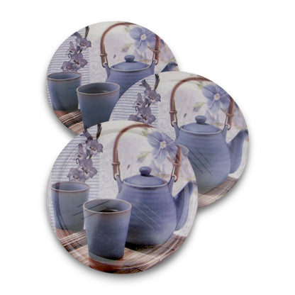 SUPERWARE | Pure Melamine | Coasters - Lavender Tea On White | Set Of 8 Pcs | Stain Free, Glazed Finish