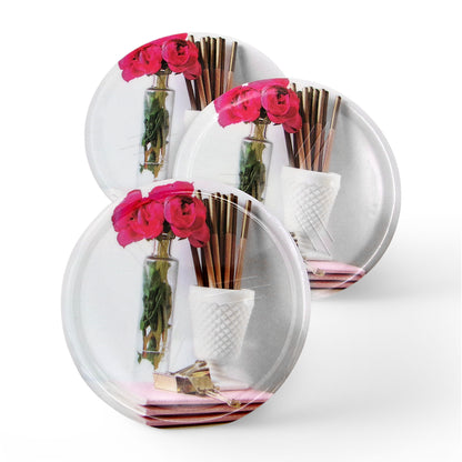 SUPERWARE | Pure Melamine | Coasters - Rose on White | Set Of 8 Pcs | Stain Free, Glazed Finish
