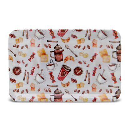 SUPERWARE | Pure Melamine | Retro Tray Set - Coffee Drink | Set Of 3 Pcs.| Stain Free, Glazed Finish