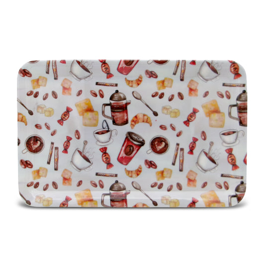 SUPERWARE | Pure Melamine | Retro Tray Set - Coffee Drink | Set Of 3 Pcs.| Stain Free, Glazed Finish