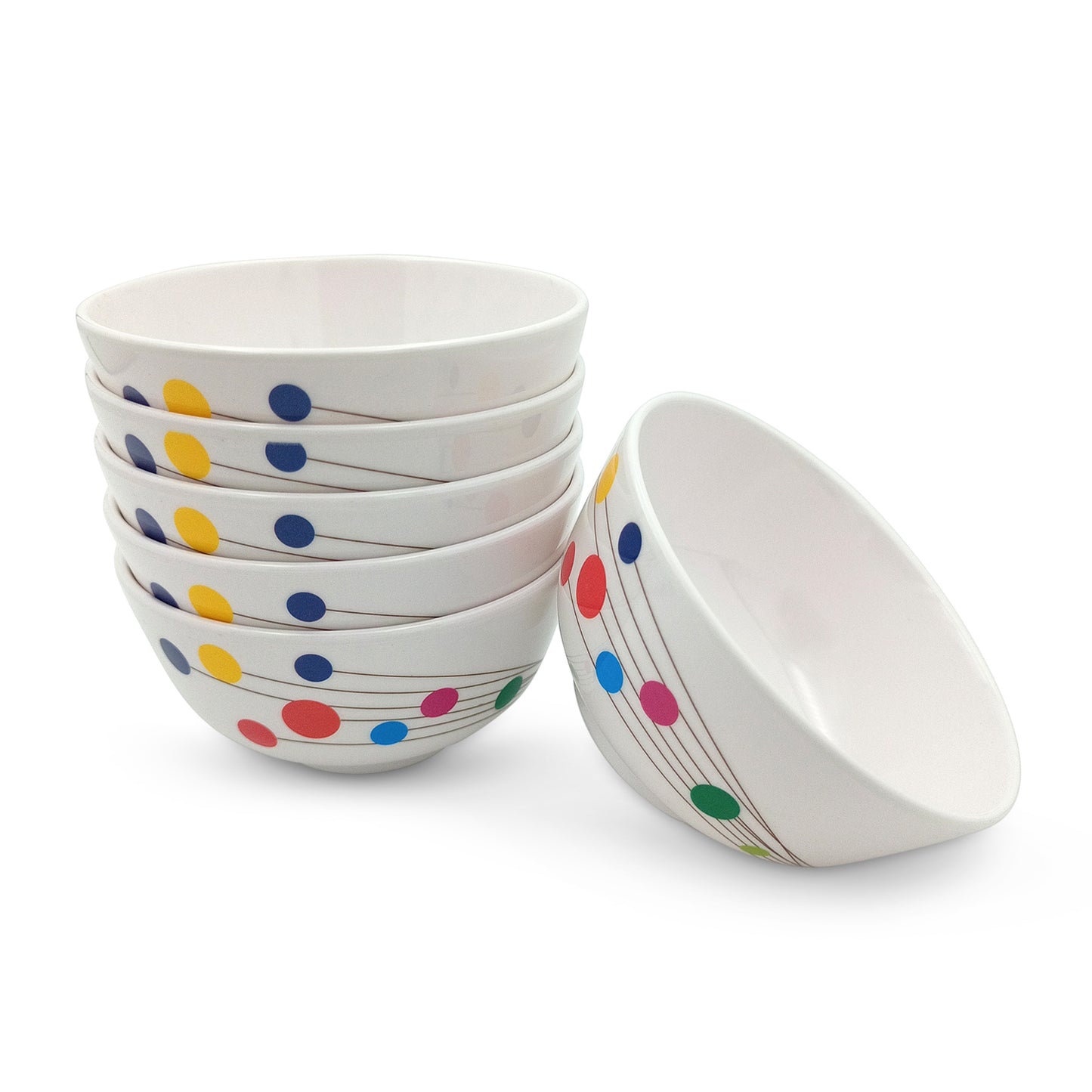 SUPERWARE | Pure Melamine | Soup Bowl Set - Colour Bubbles (4.5") | 6 Nos. | Stain Free, Glazed Finish
