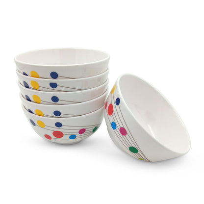 SUPERWARE | Pure Melamine | Soup Bowl Set - Colour Bubbles (4.5") | 6 Nos. | Stain Free, Glazed Finish