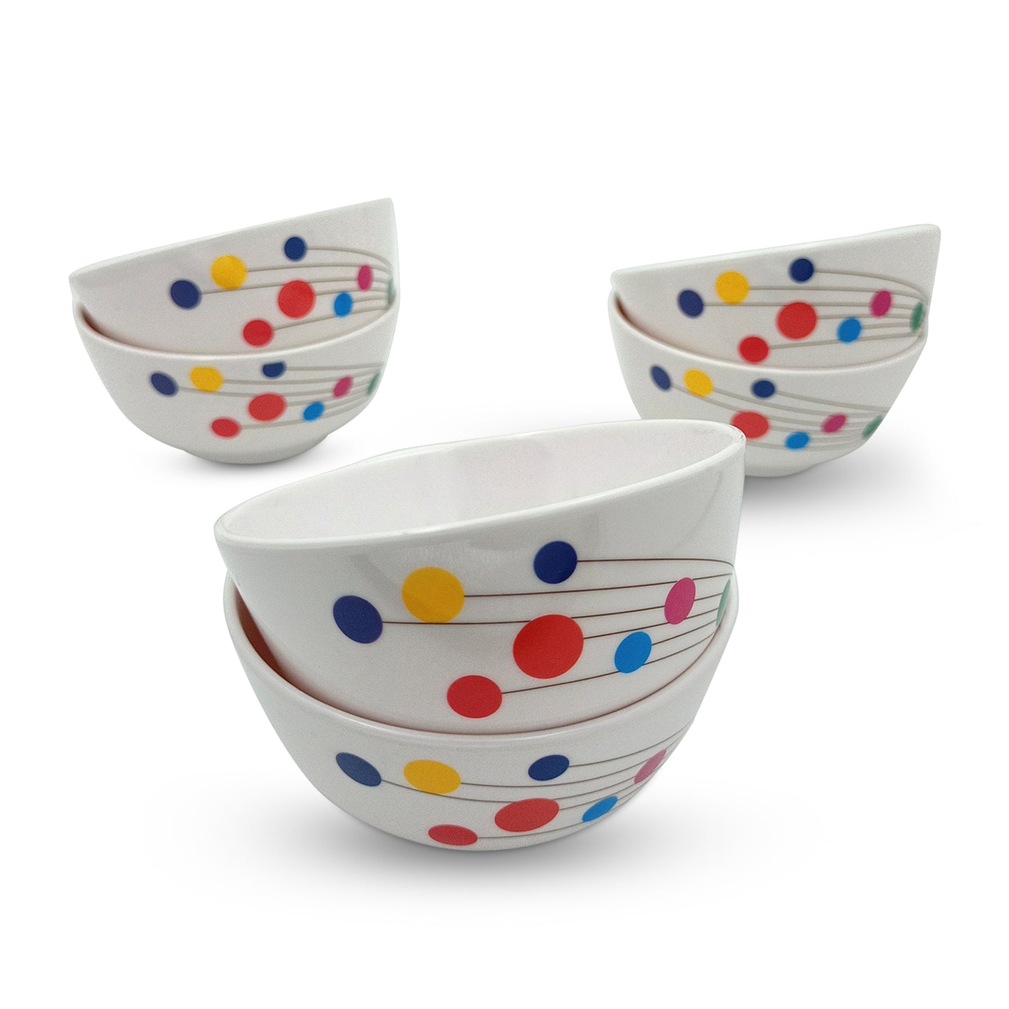 SUPERWARE | Pure Melamine | Soup Bowl Set - Colour Bubbles (4.5") | 6 Nos. | Stain Free, Glazed Finish