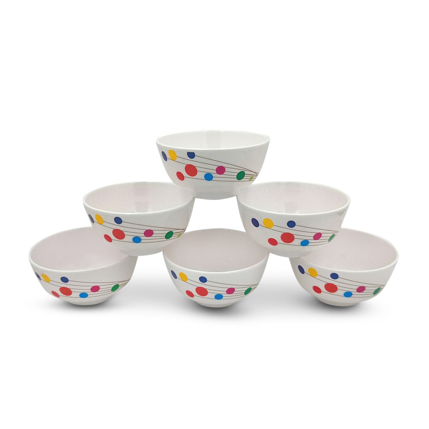 SUPERWARE | Pure Melamine | Soup Bowl Set - Colour Bubbles (4.5") | 6 Nos. | Stain Free, Glazed Finish