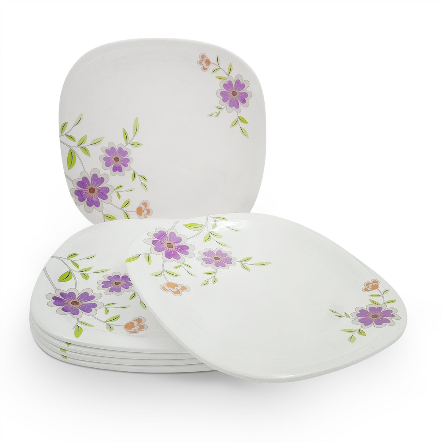 SUPERWARE | Pure Melamine | Buffet Plate Set – Daffodils (12.5”) | 6 Nos. | Stain Free, Glazed Finish