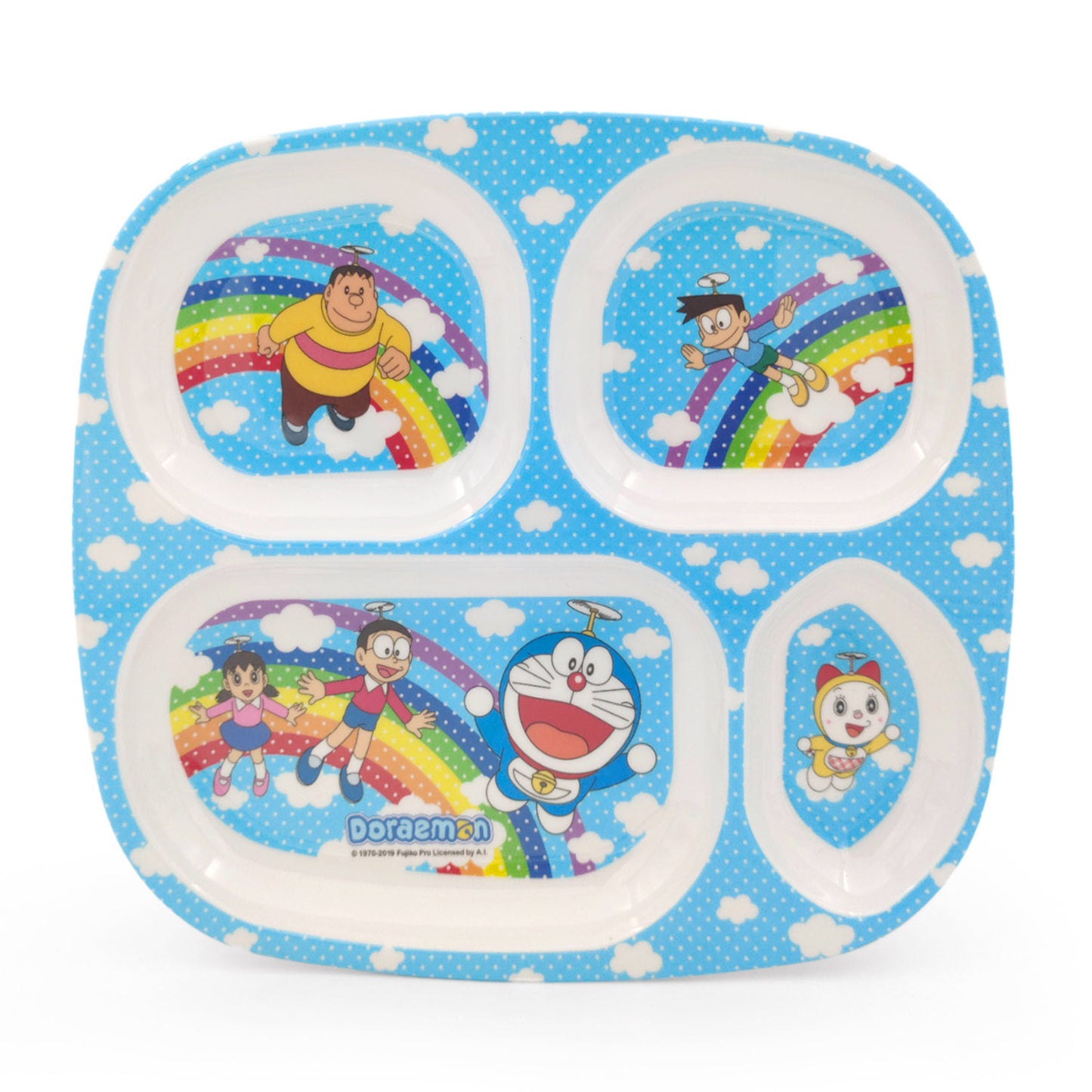 SUPERWARE | Pure Melamine | Kid Set - DORAEMON RAINBOW | 3 Pcs.| Stain Free, Glazed Finish