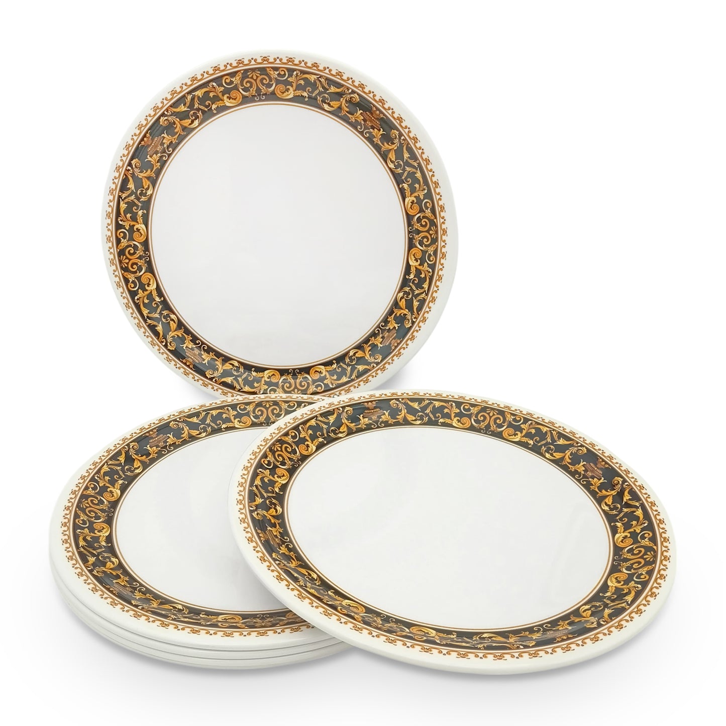 SUPERWARE | Pure Melamine | Buffet Plate Set 12.5" - Dynasty (12.5”) | 6 Nos. | Stain Free, Glazed Finish