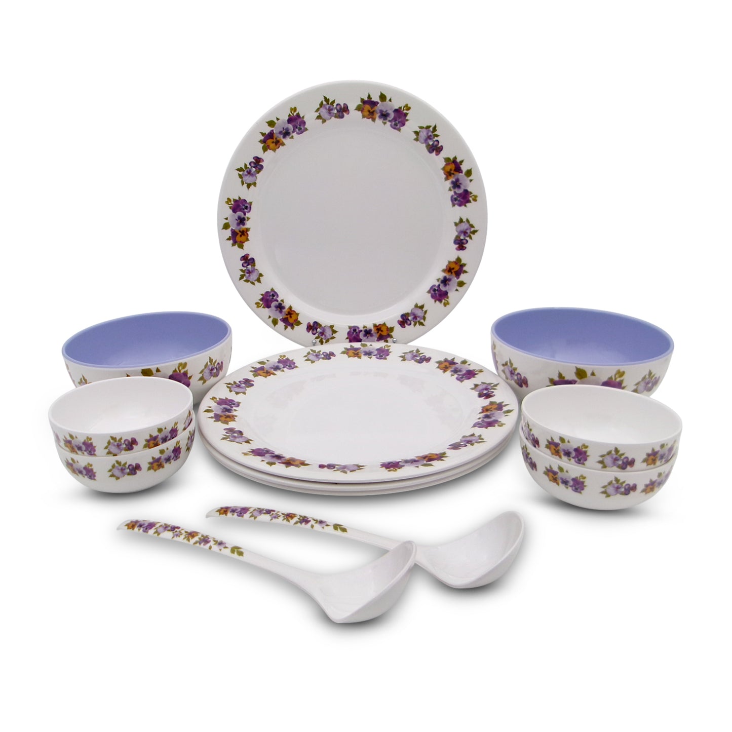 EKTRA | Premium Melamine | Dinner Set – Crown (Set of 12 Pcs.) | Durable, Fade Proof