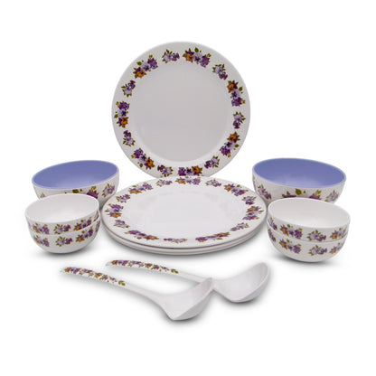 EKTRA | Premium Melamine | Dinner Set – Crown (Set of 12 Pcs.) | Durable, Fade Proof