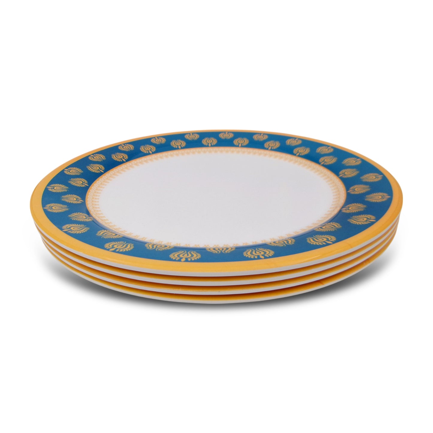 EKTRA | Premium Melamine | Dinner Set – Golden Crest (Set of 12 Pcs.) | Durable, Fade Proof