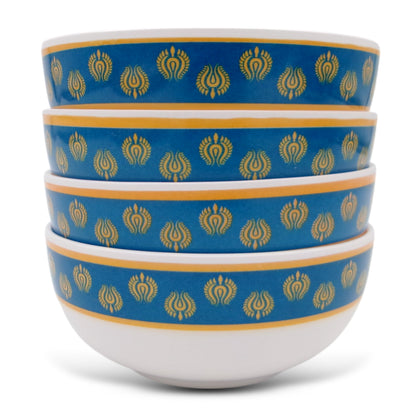 EKTRA | Premium Melamine | Dinner Set – Golden Crest (Set of 12 Pcs.) | Durable, Fade Proof