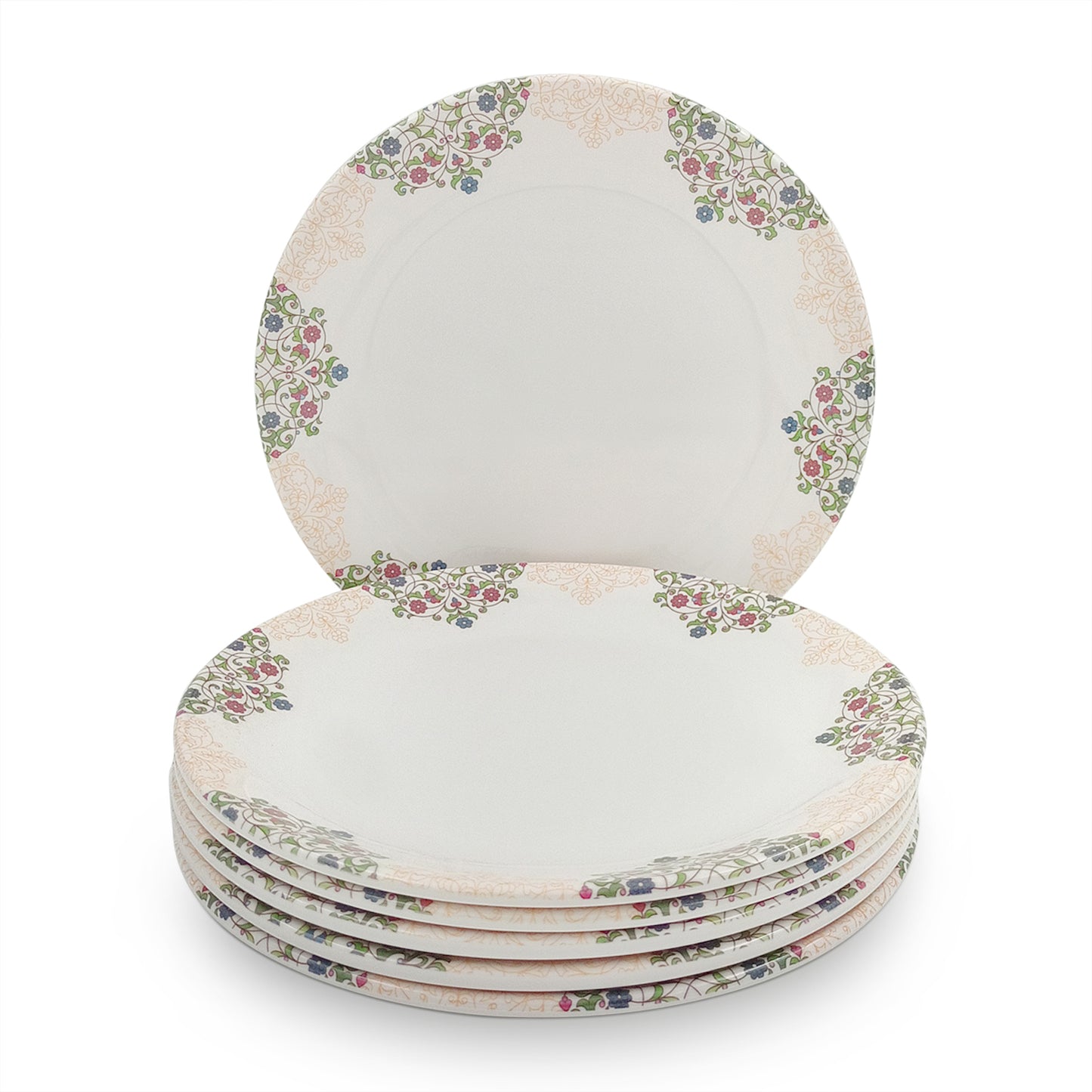 SUPERWARE | Pure Melamine | Dinner Plate Set – Ethnic Art (10.75”) | 6 Nos. | Stain Free, Glazed Finish