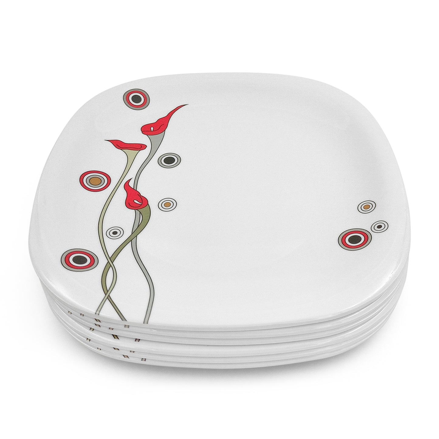 SUPERWARE | Pure Melamine | Buffet Plate Set – Flamingo Flower (12.5”) | 6 Nos.  | Stain Free, Glazed Finish