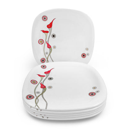 SUPERWARE | Pure Melamine | Buffet Plate Set – Flamingo Flower (12.5”) | 6 Nos.  | Stain Free, Glazed Finish