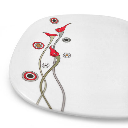 SUPERWARE | Pure Melamine | Buffet Plate Set – Flamingo Flower (12.5”) | 6 Nos.  | Stain Free, Glazed Finish