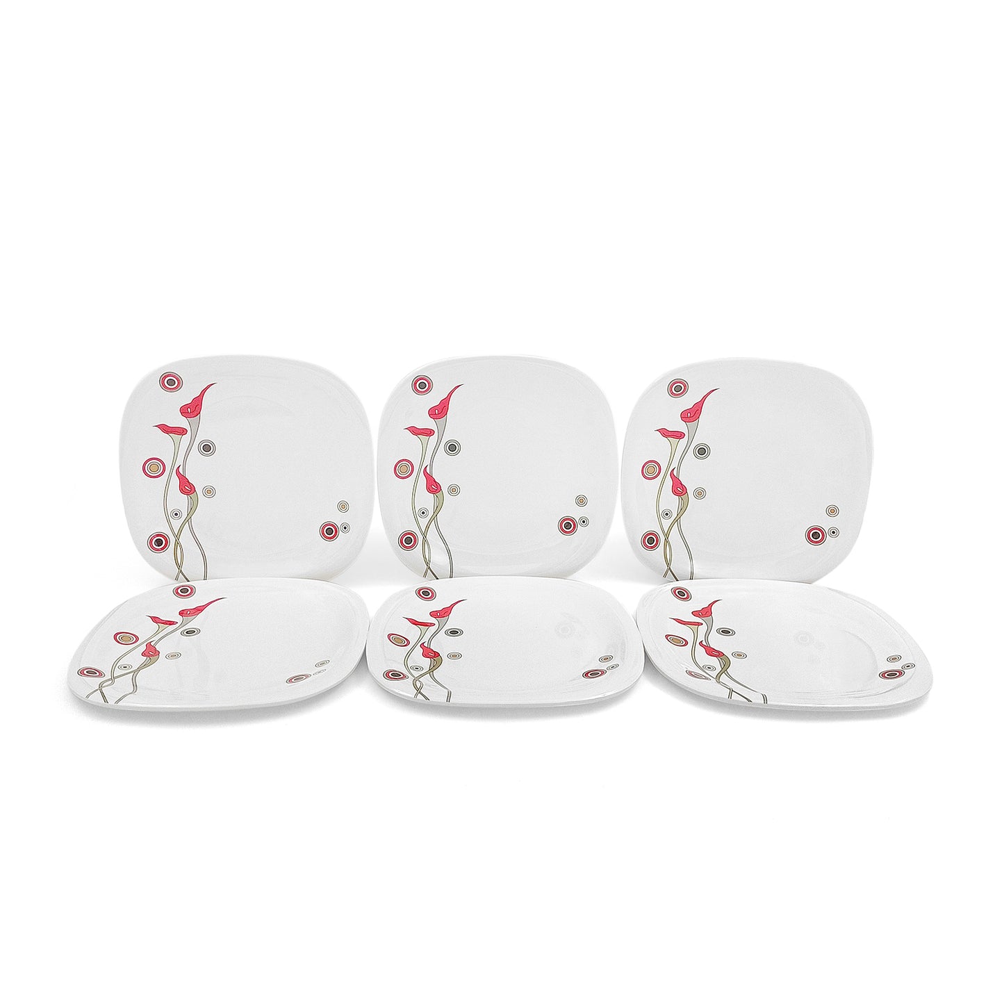 SUPERWARE | Pure Melamine | Buffet Plate Set – Flamingo Flower (12.5”) | 6 Nos.  | Stain Free, Glazed Finish